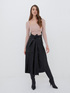 Faux leather midi skirt with sash image number 0