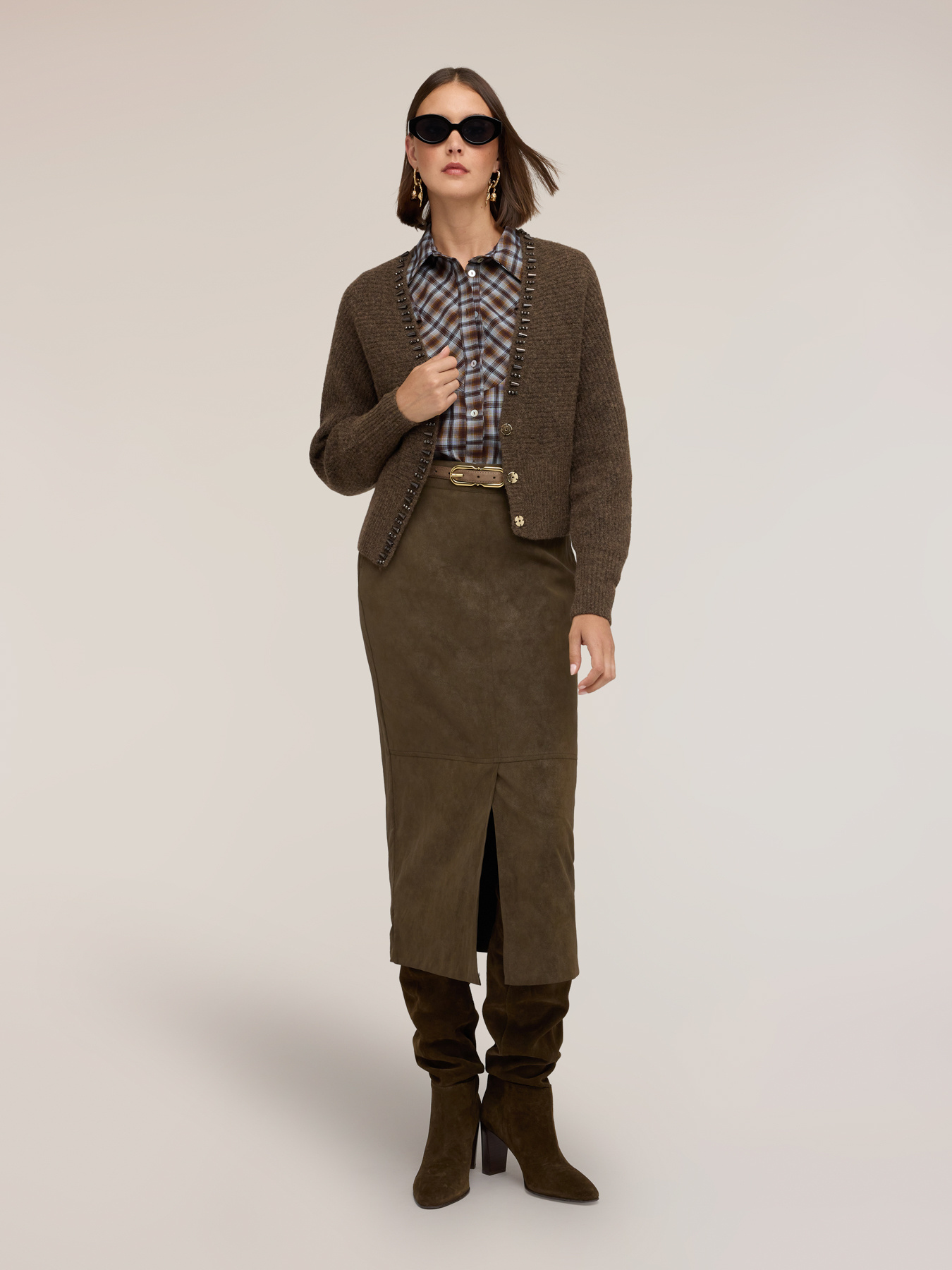 Kimono cardigan in alpaca wool with stones image number 2