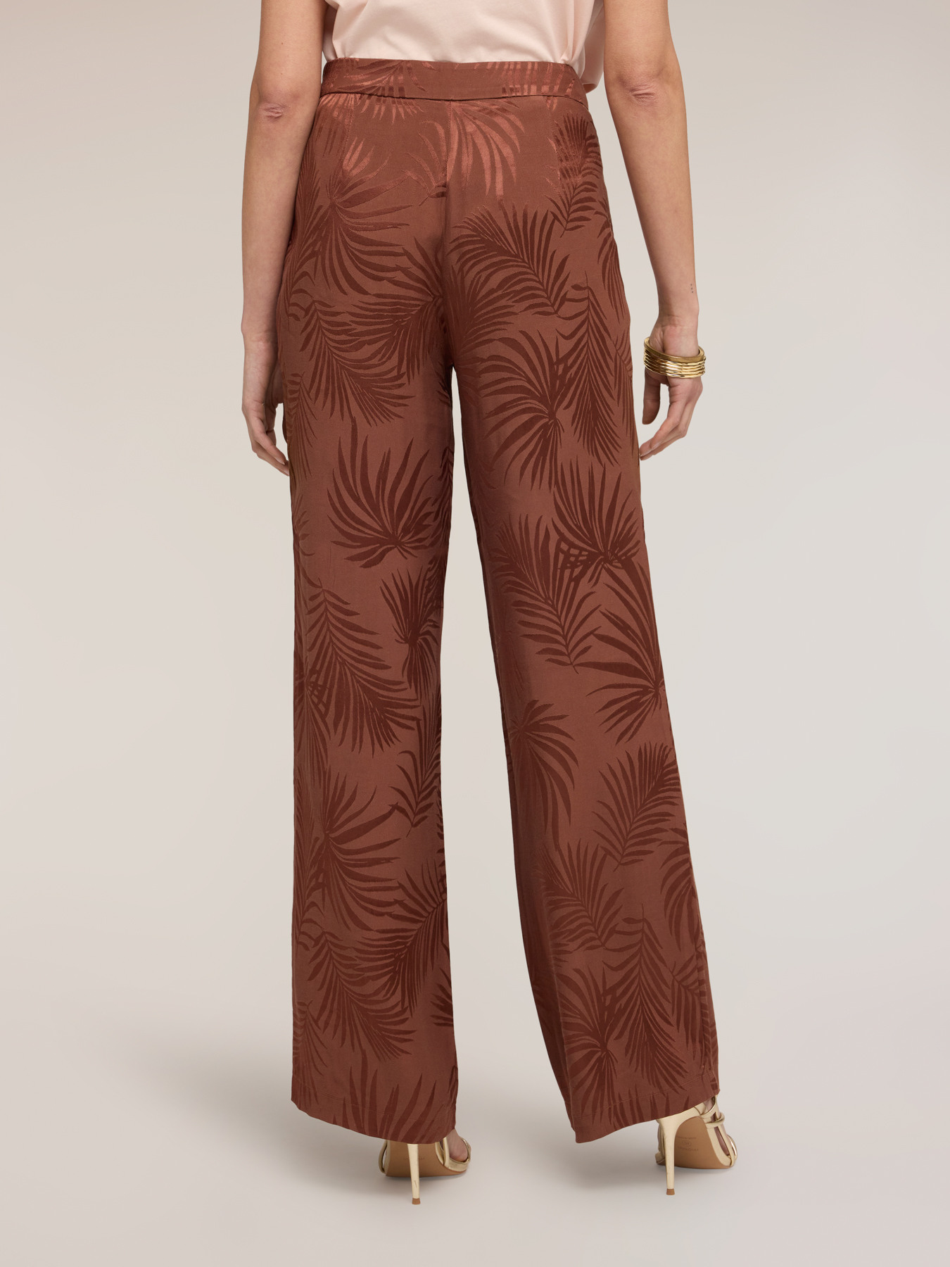 Pantaloni palazzo din satin jacquard image number 2