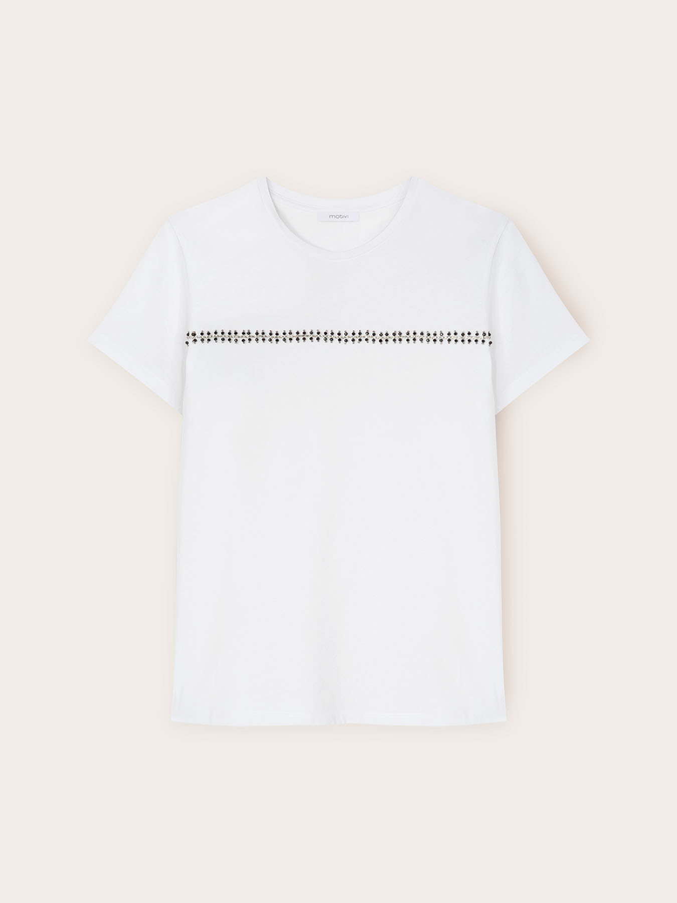 T-shirt con ricamo di cristalli image number 4