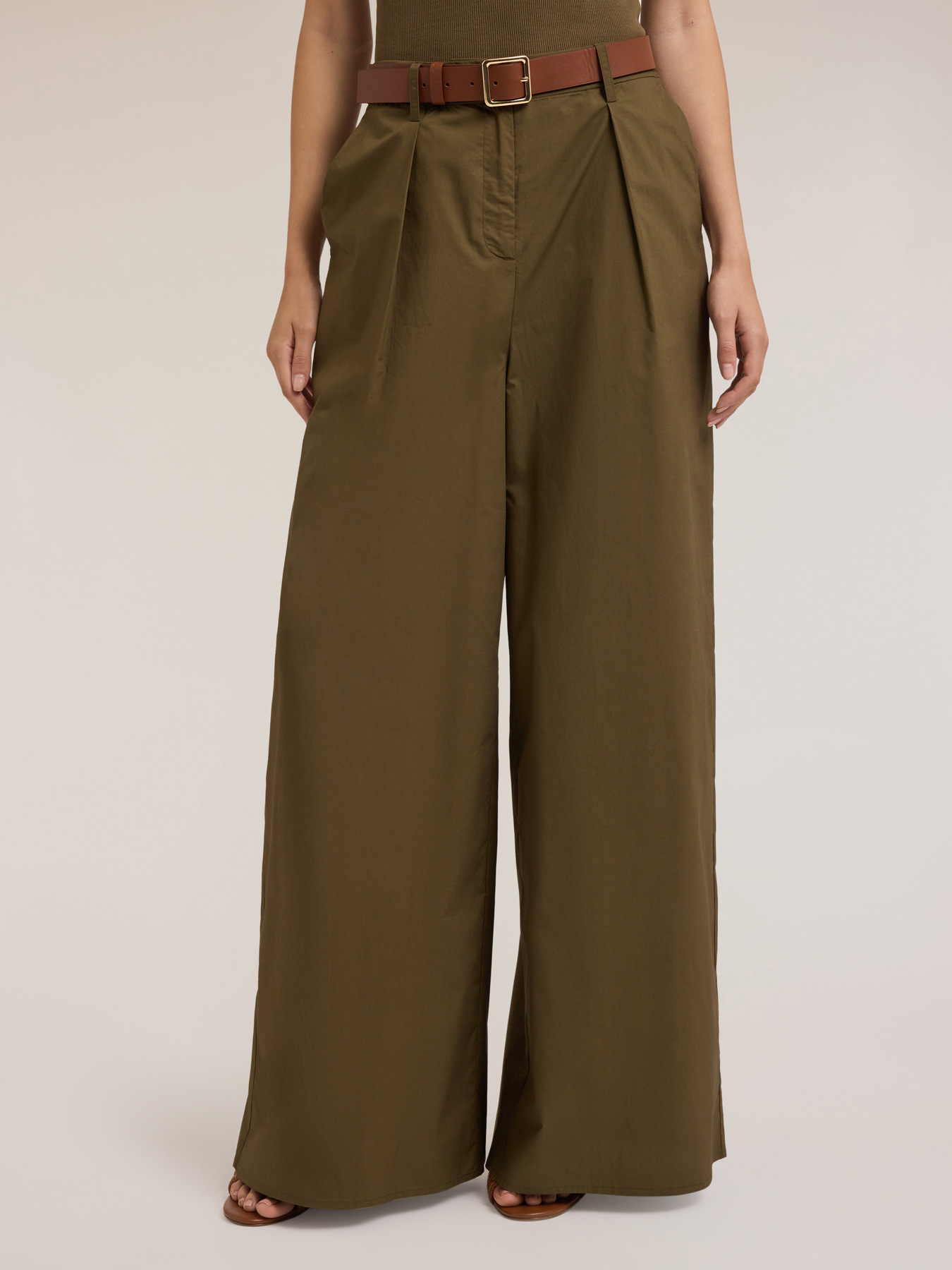 Pantaloni palazzo in popeline image number 2