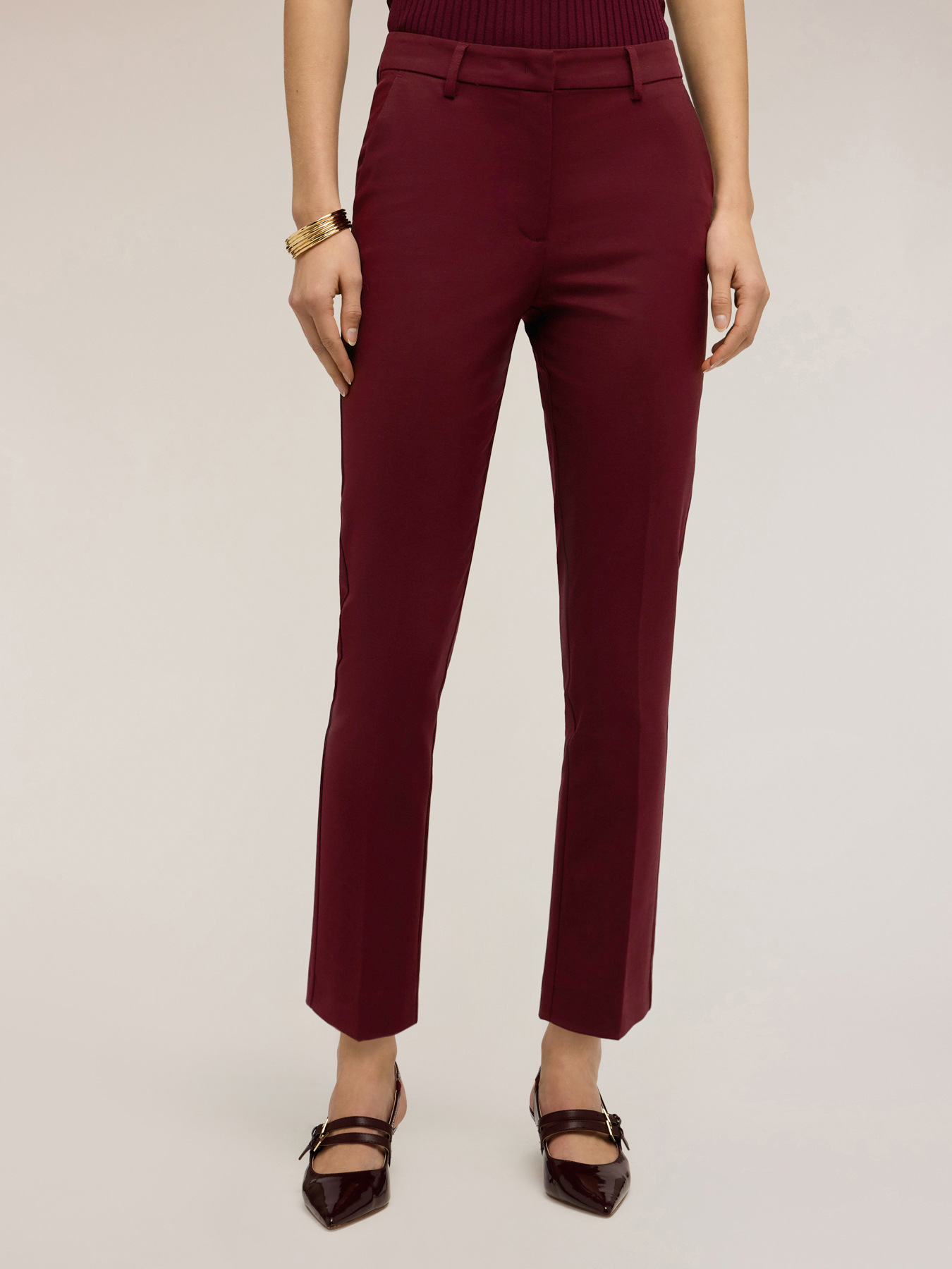 Pantalon regular en m&eacute;lange coton viscose image number 2