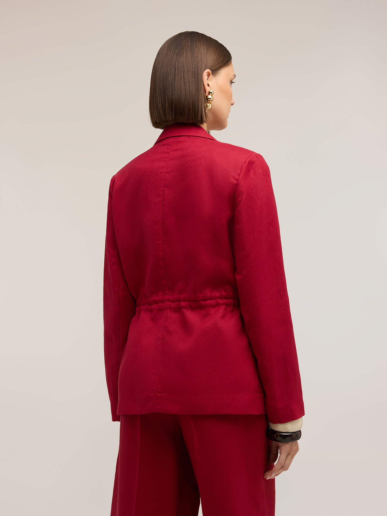 Blazer misto lino con coulisse image number 1