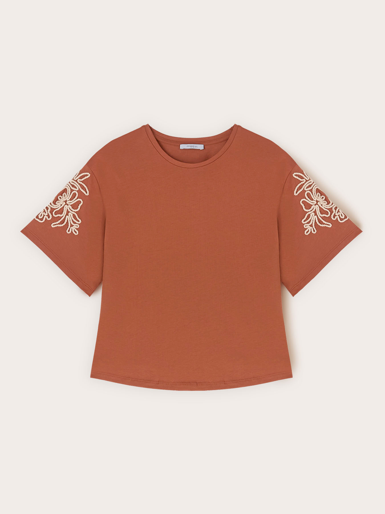 Jersey t-shirt with floral embroidery image number 4