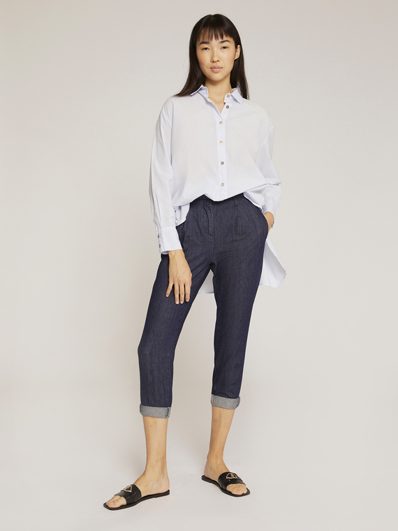 Motivi Camicia over in cotone con spacchi Donna