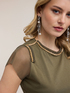 T-shirt con maniche in tulle e ricami gioiello image number 2