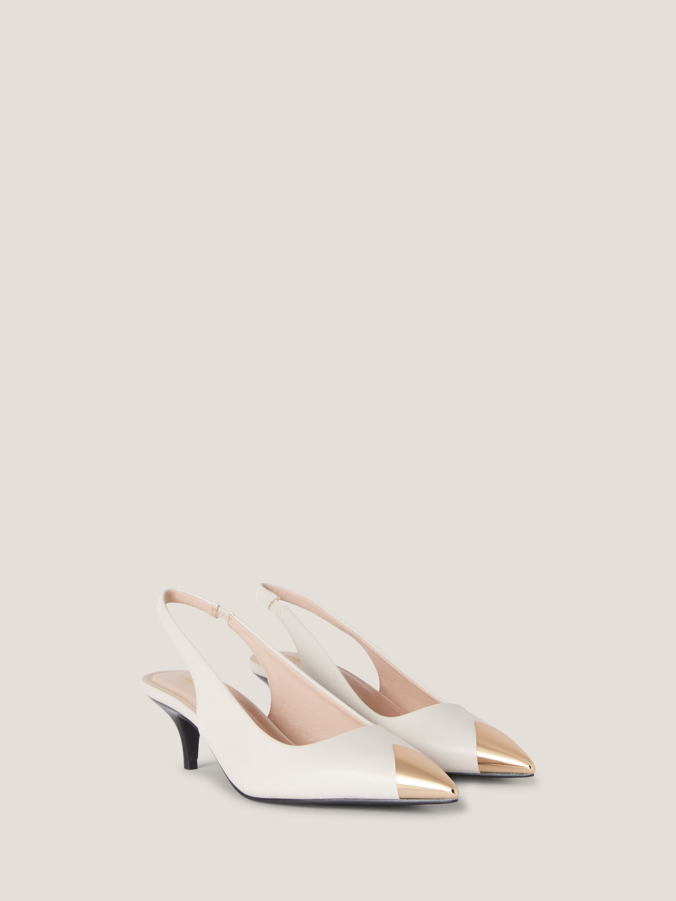 Décolleté slingback dettaglio in metal light gold image number 1