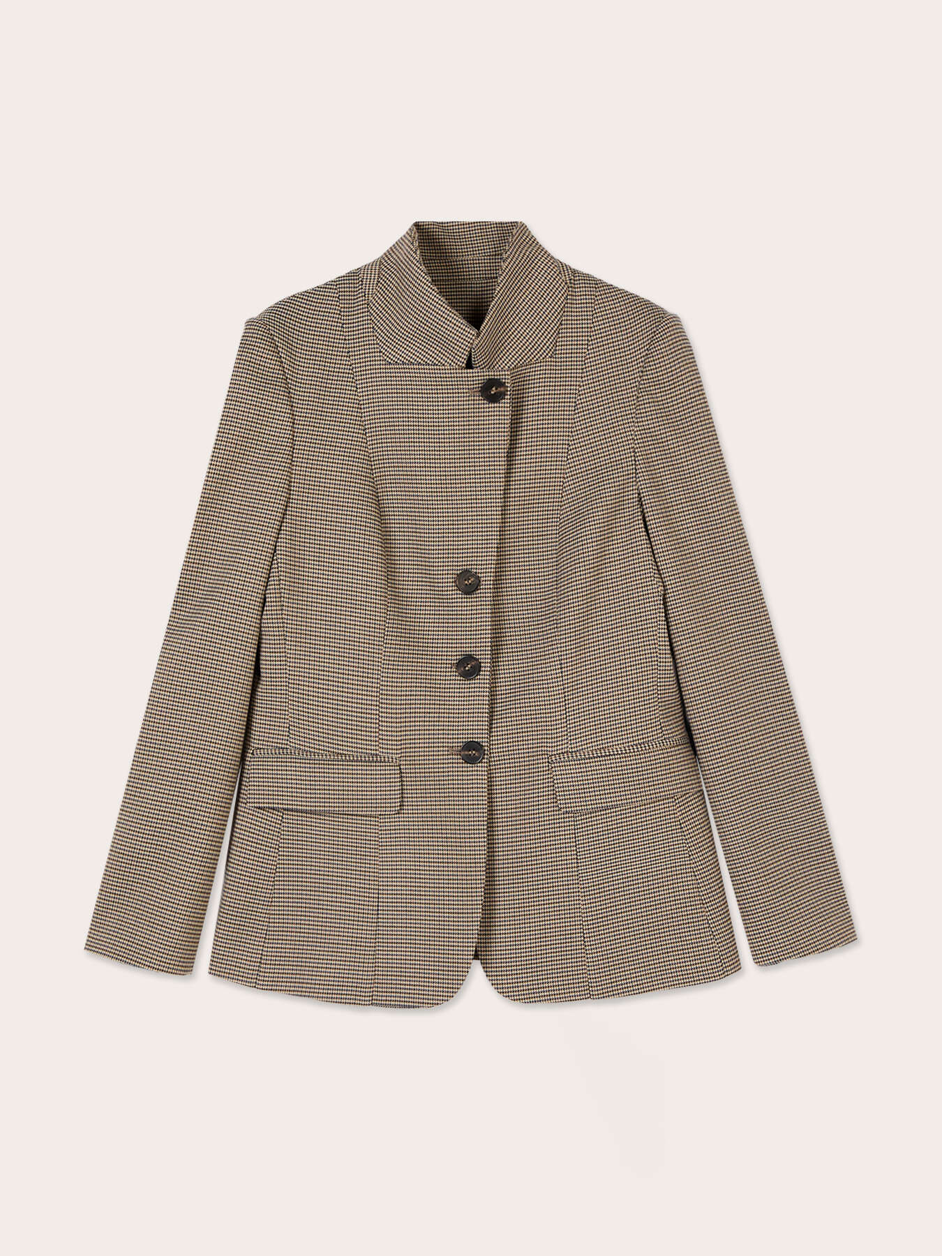 Structured high-neck check jacket image number 4
