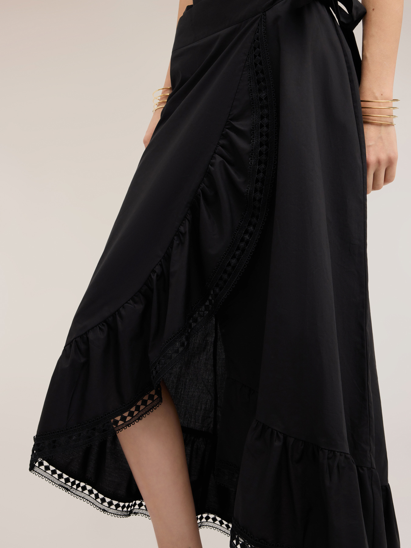 Wrap skirt in poplin with ruffle image number 3