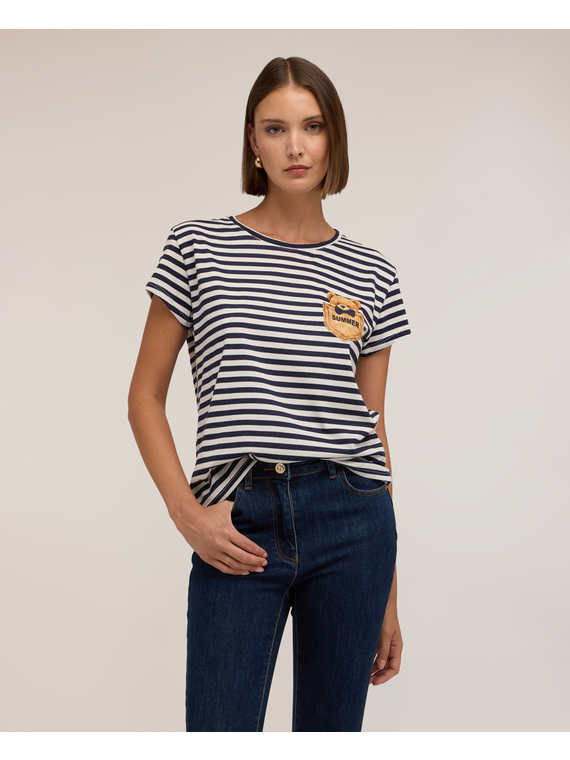 T-shirt &agrave; rayures avec patch