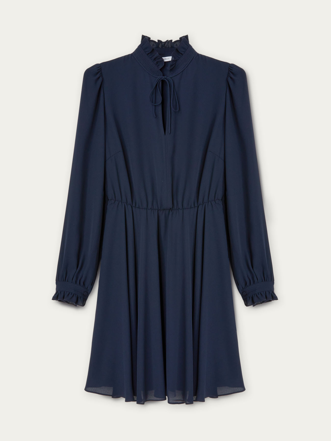 Vestito corto con fiocco e maniche lunghe image number 3