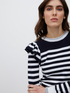 Striped sweater with ruching on shoulders image number 2