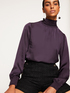 Blouse with stand-up collar and elastic features image number 0