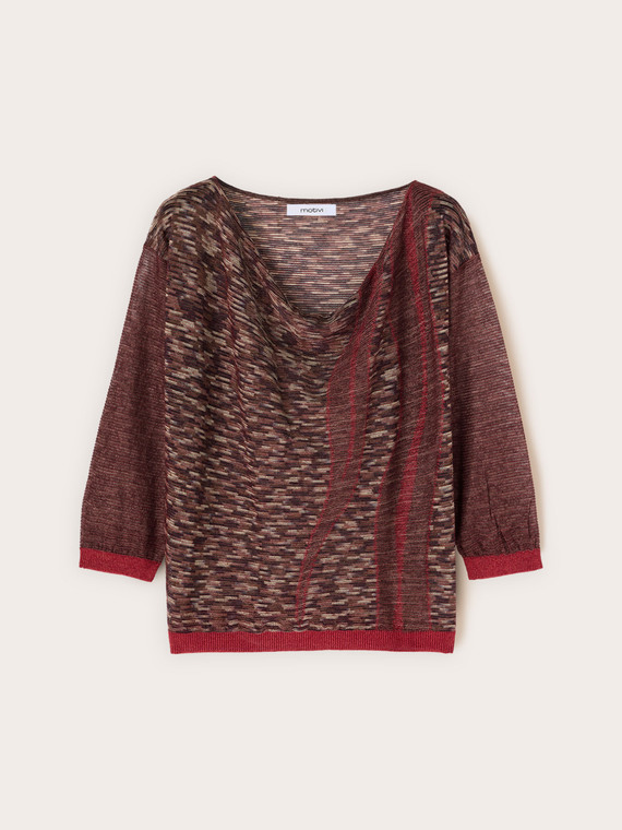 Flamed viscose sweater with draped neckline
