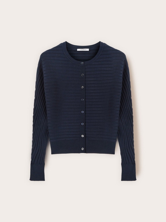 Cardigan aus Rippstrick mit horizontalen Rippen