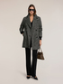 Double-breasted coat in herringbone yarn-dyed fabric image number 2
