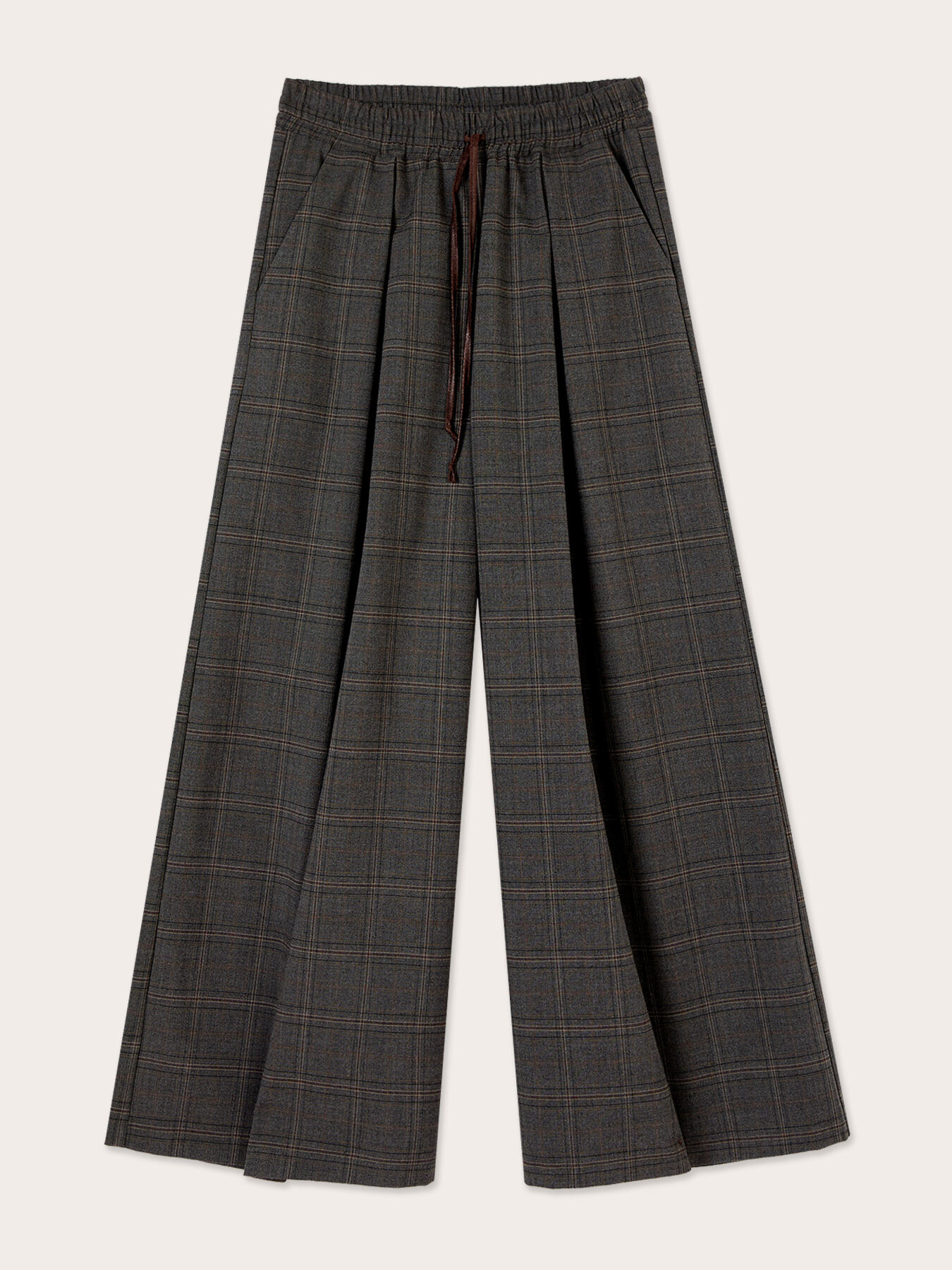 Check pattern palazzo pants image number 4