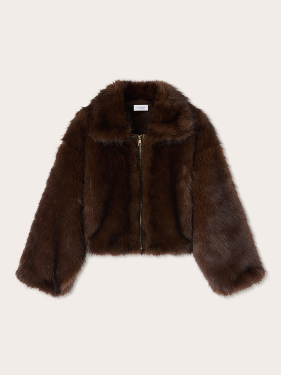 Bomber jacket with wide collar and zip