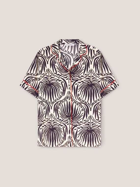 Short-sleeved foliage-patterned shirt