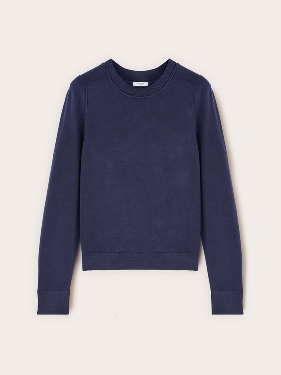 Viscose knit top with tonal trims