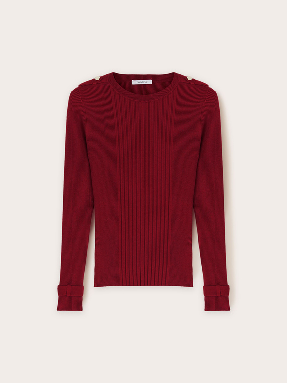 Gerippter Pullover mit Schulterklappen