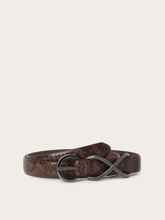 Snake print belt with metal loop