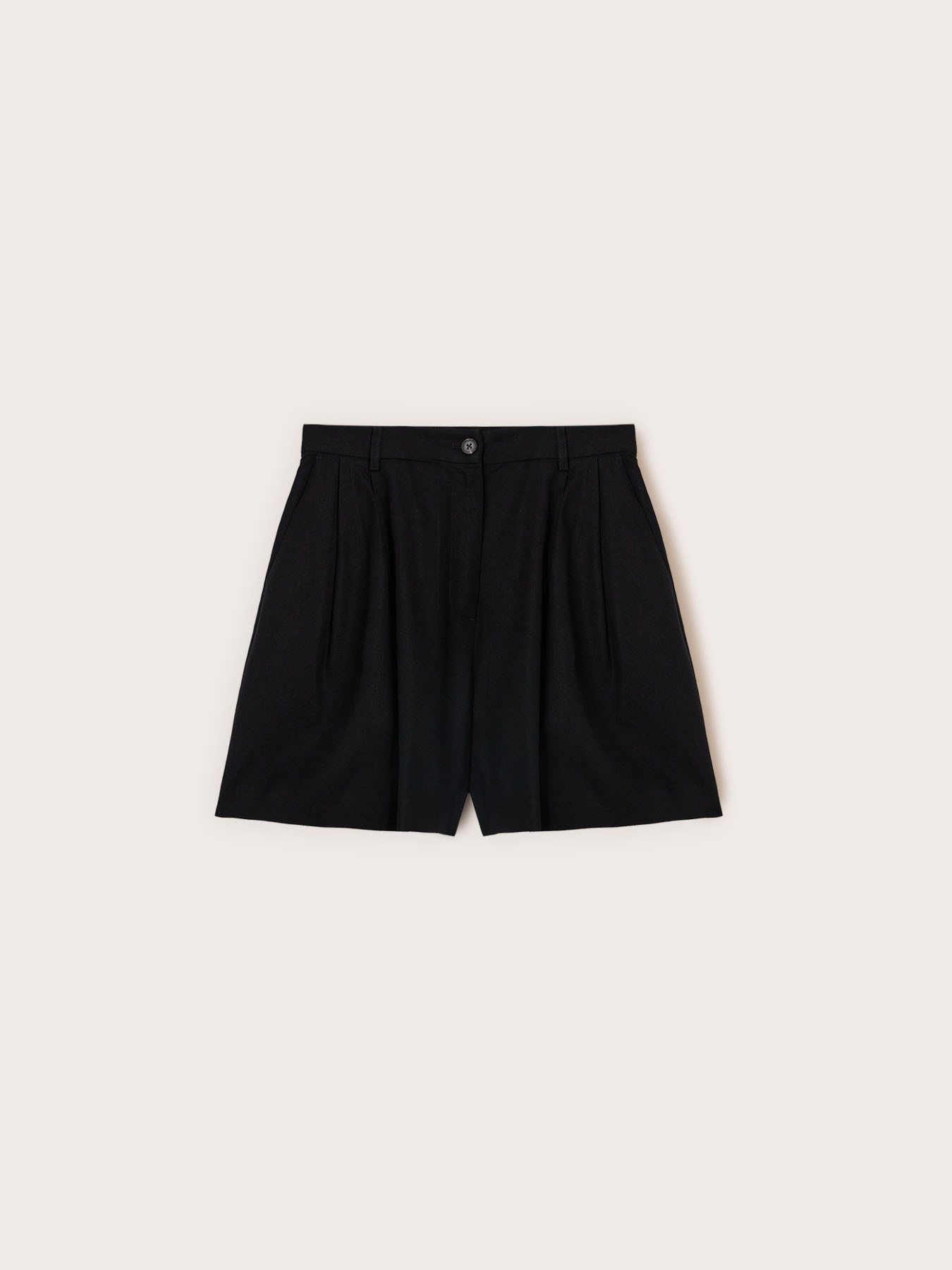 Shorts mit hoher Taille aus Leinenmischung mit Abn&auml;hern image number 4
