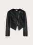 Faux leather slim fit jacket with shaping cuts image number 3