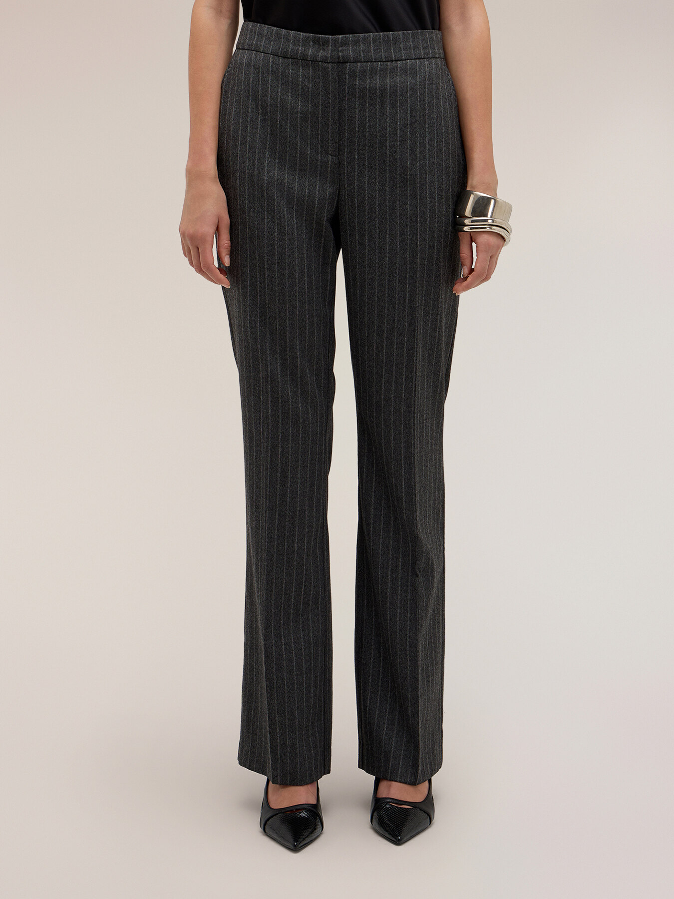 The Tailoring Lab pinstriped flared trousers image number 1