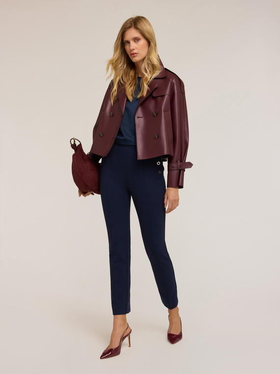 Regular pants with eyelet pattern