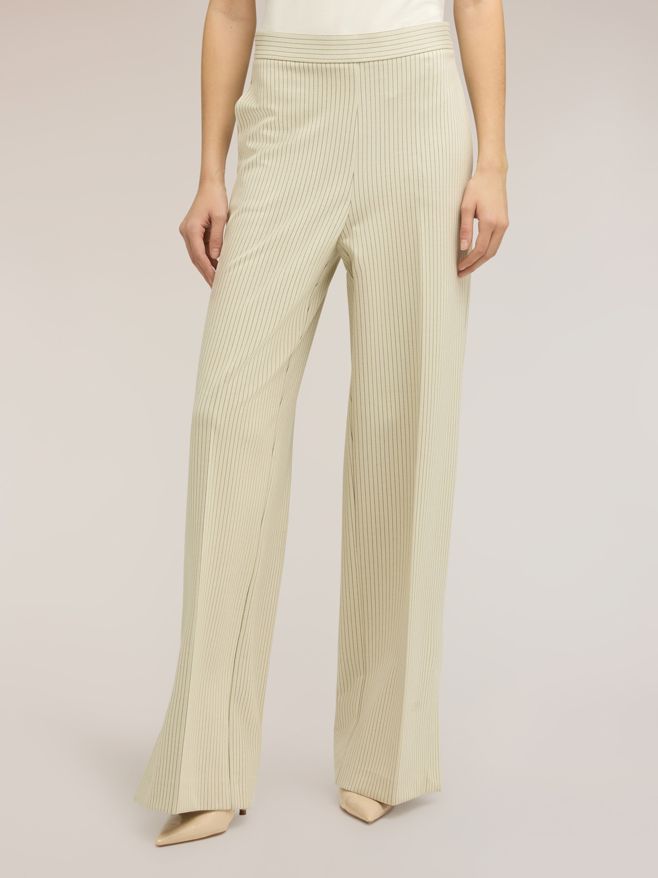 Palazzo-Hose aus gestreiftem Milano-Strick mit Schlitz image number 2