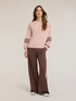 Closed sweatshirt with contrasting bands and slit image number 2