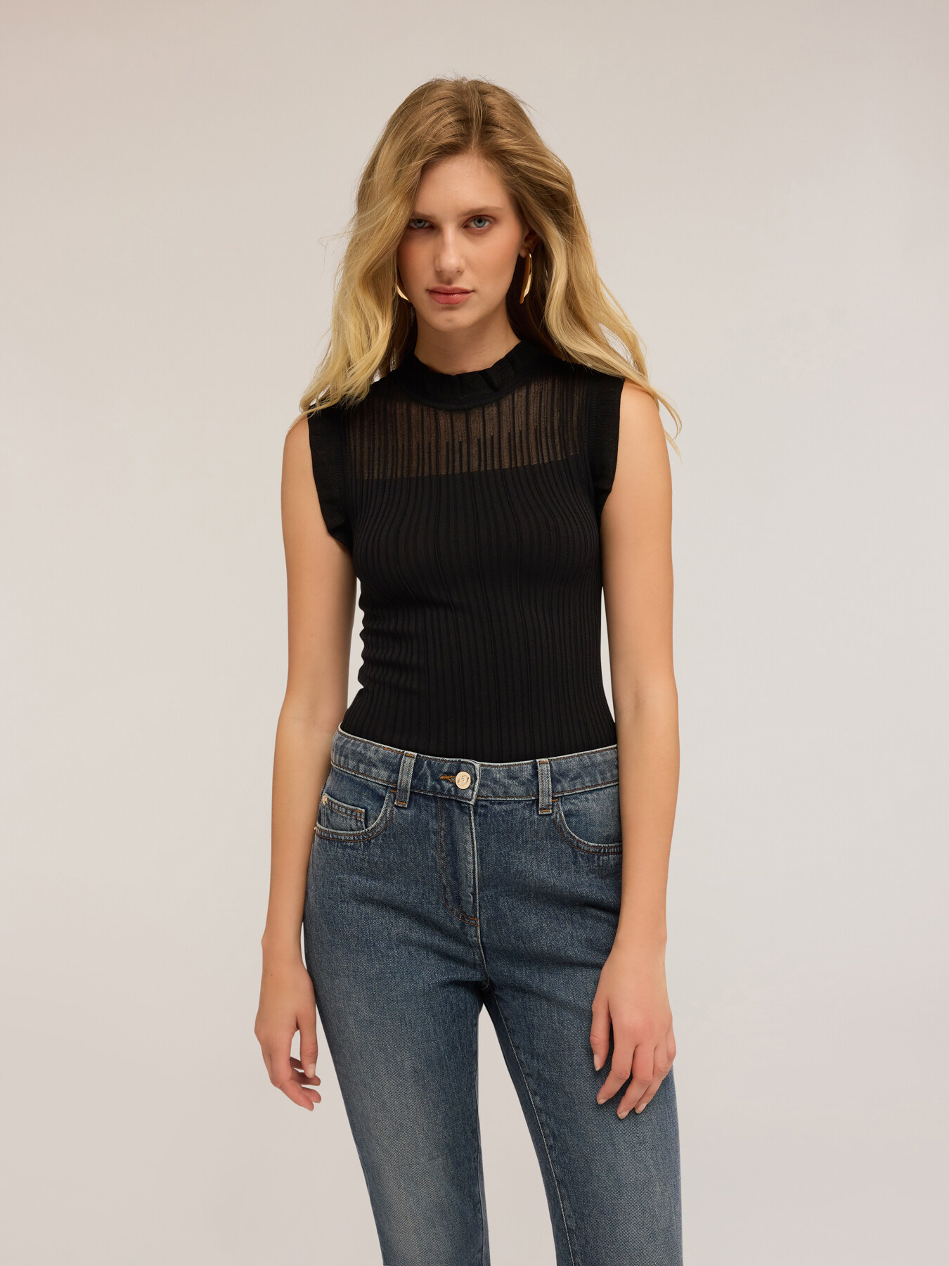 Ribbed knit top image number 0