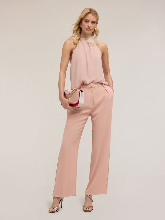 Top Neckholder mit Chiffon-Blume