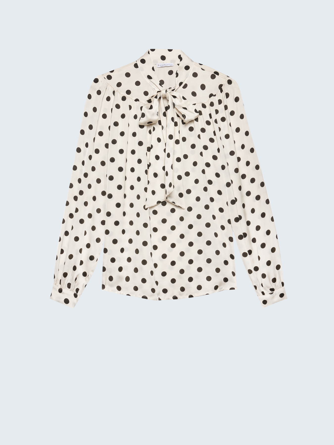 Blusa con fiocco in raso a pois image number 3