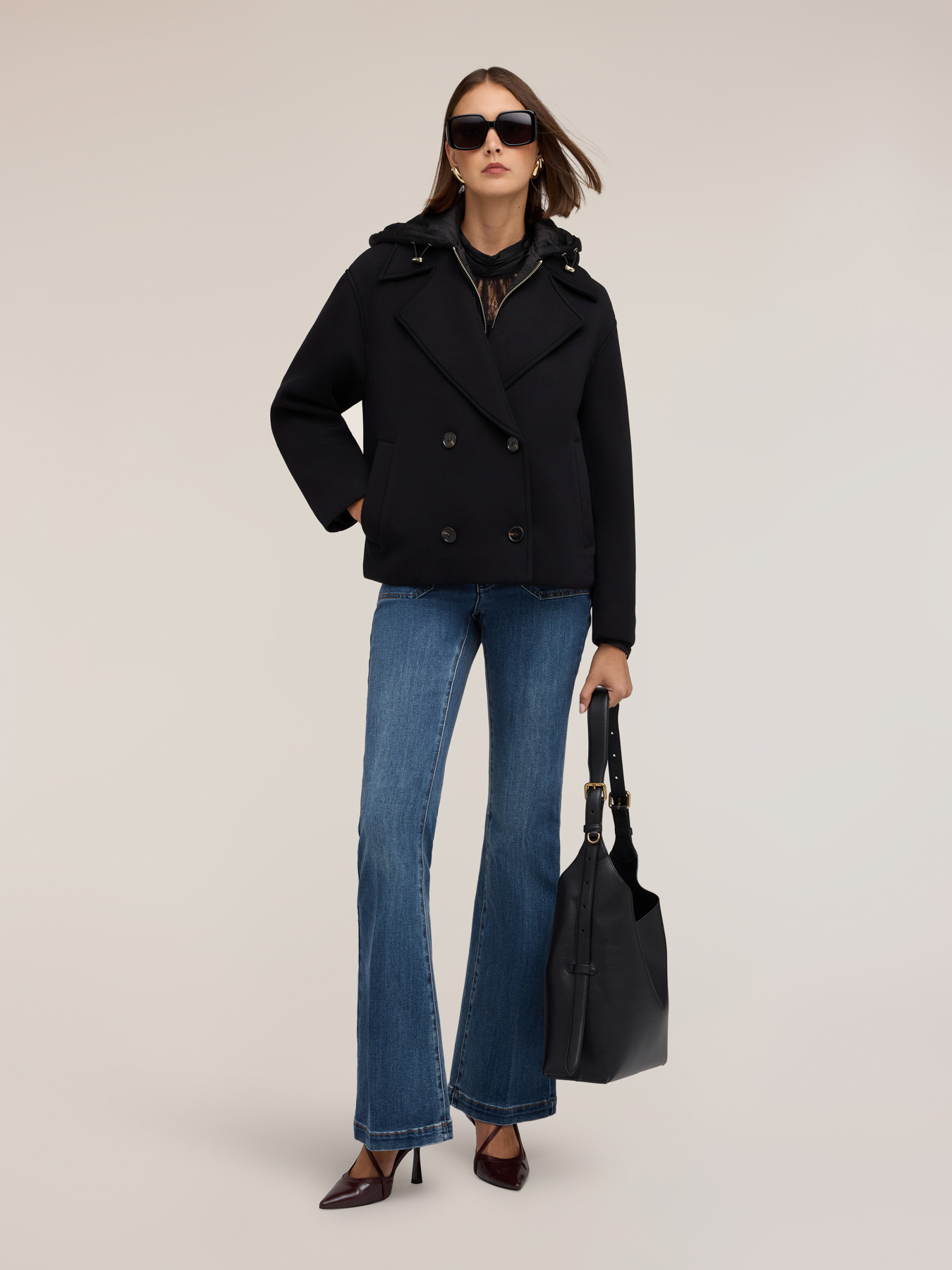 Abrigo peacoat con pechera interior image number 2