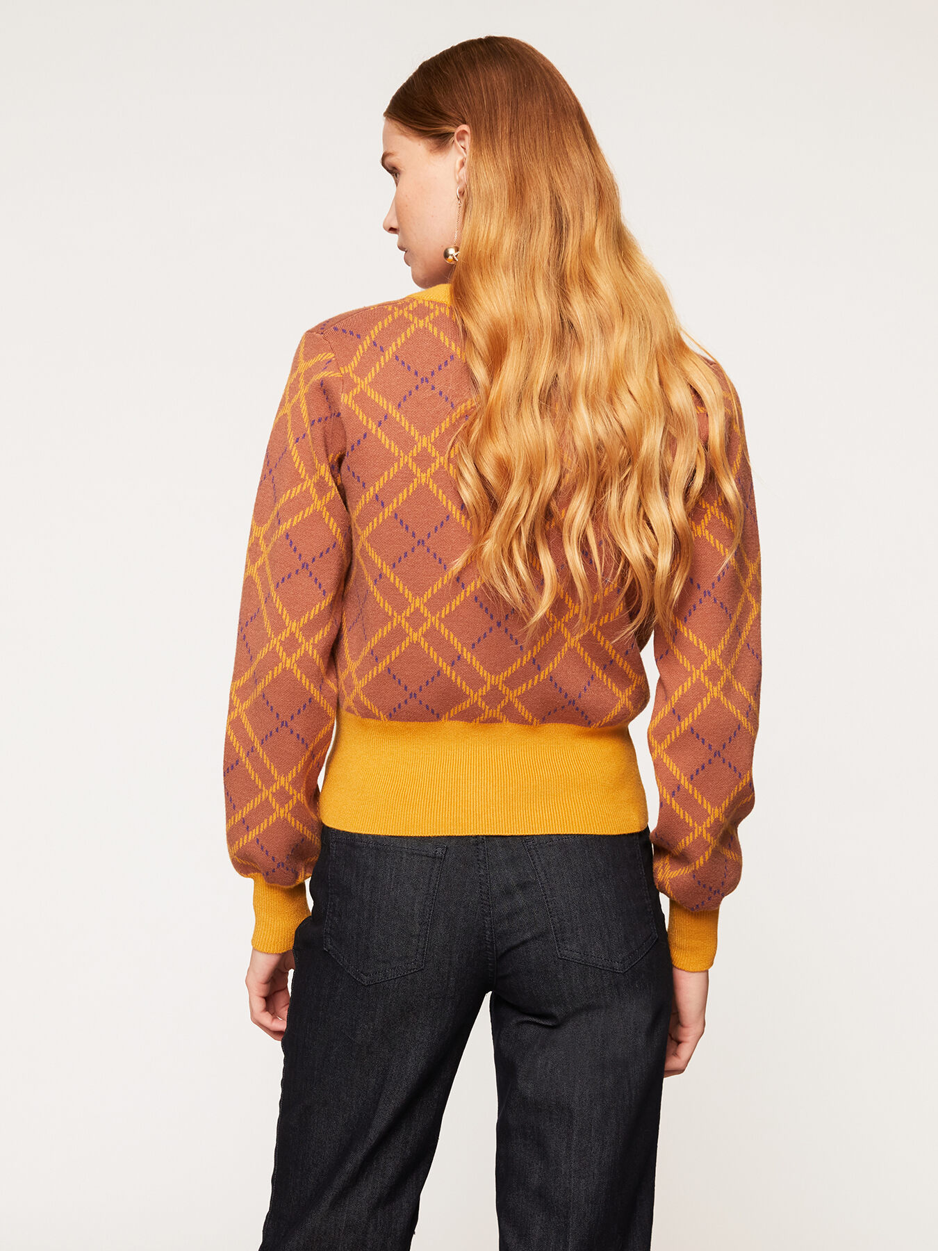 Diamond pattern short cardigan image number 1