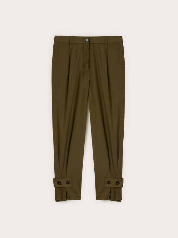 Pantalon cropped en popeline avec pinces
