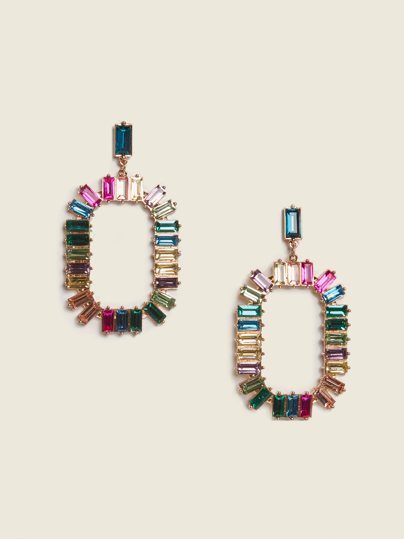 Pendientes de aro con piedras de colores image number 1