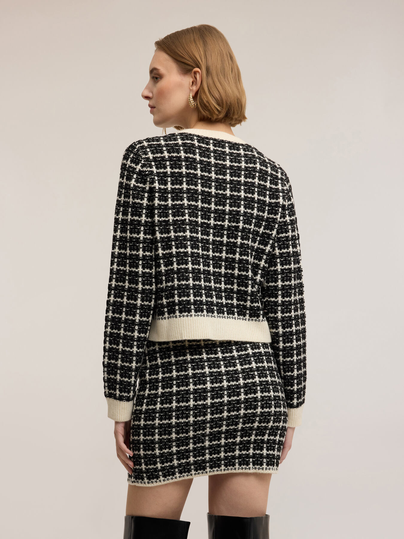 Cardigan in maglia check con bottoni image number 1