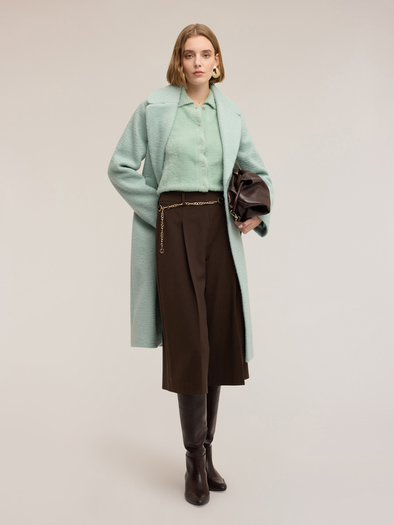 Pantaloni cropped in flanella con catena