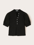 T-shirt with keyhole and broderie anglaise sleeves image number 4