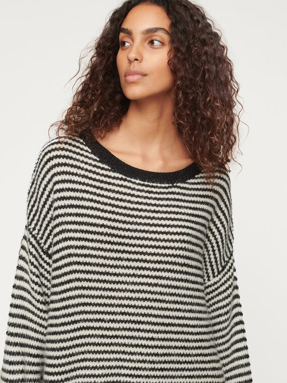 Lurex blend striped pullover
