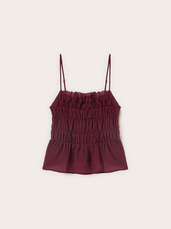 Viscose top with draping and boat neckline