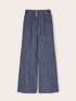 High-waisted palazzo jeans in denim with pleat image number 4