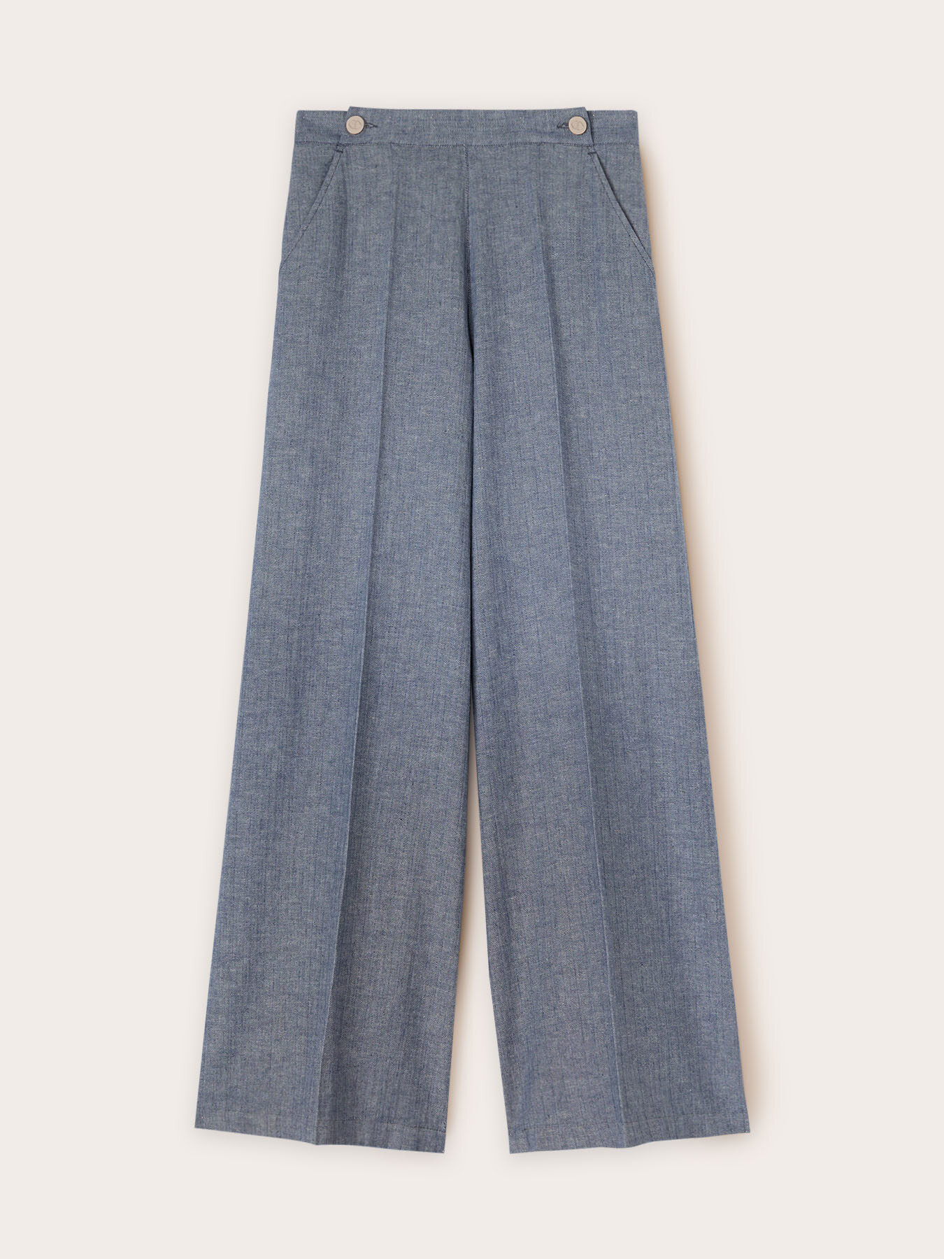 Denim effect wide trousers image number 4