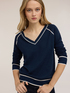 V-neck sweater in wool and silk blend image number 3
