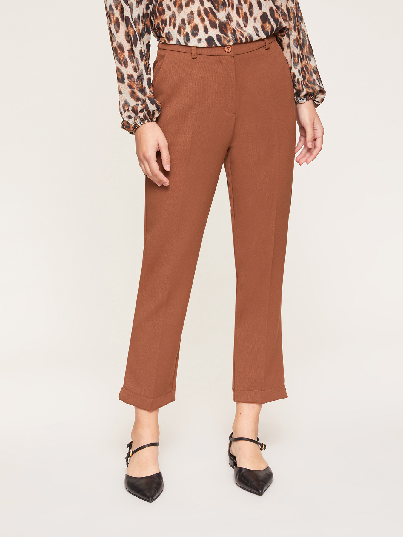 Solid colour regular leg trousers image number 0