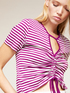 Striped patterned drawstring T-shirt image number 3