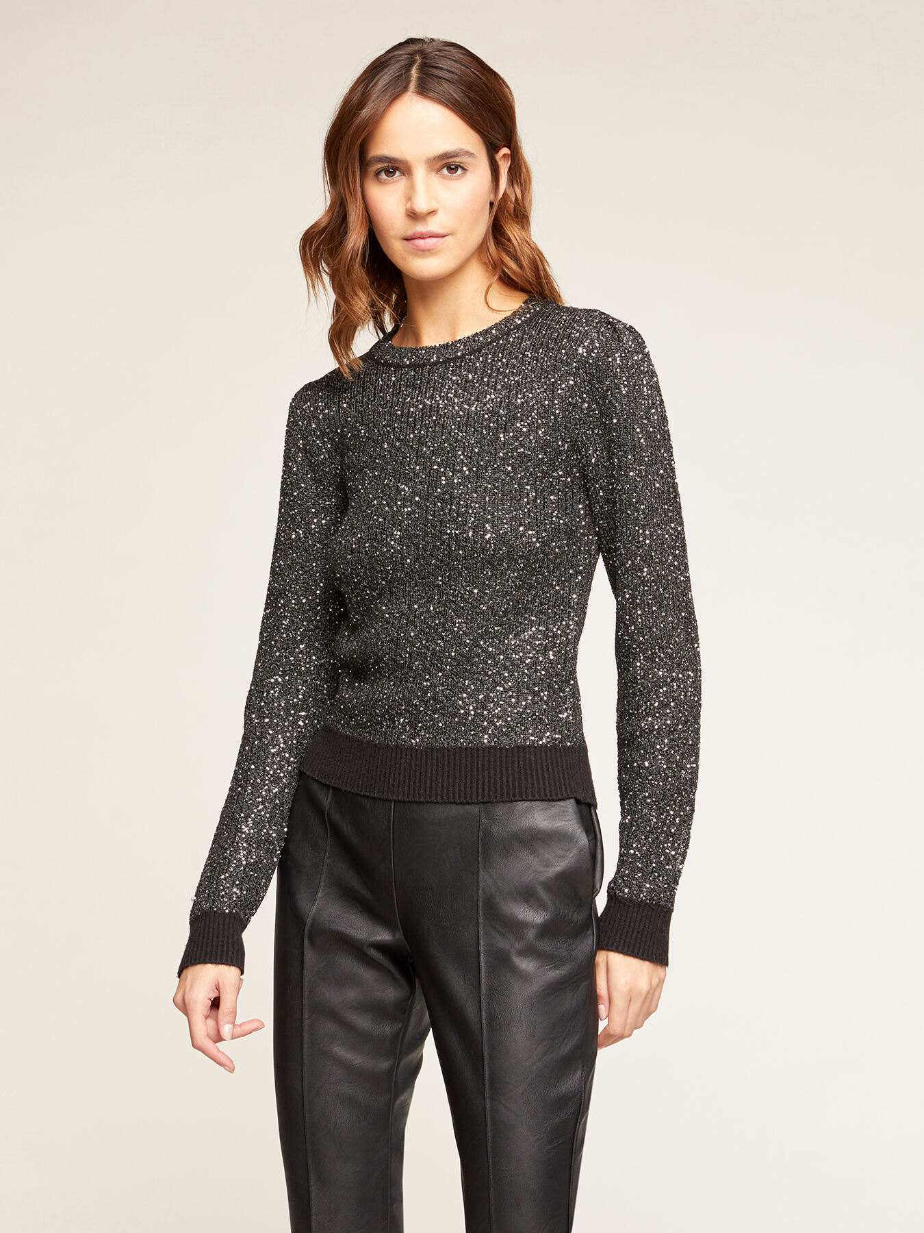 Knitted full sequined pullover image number 0